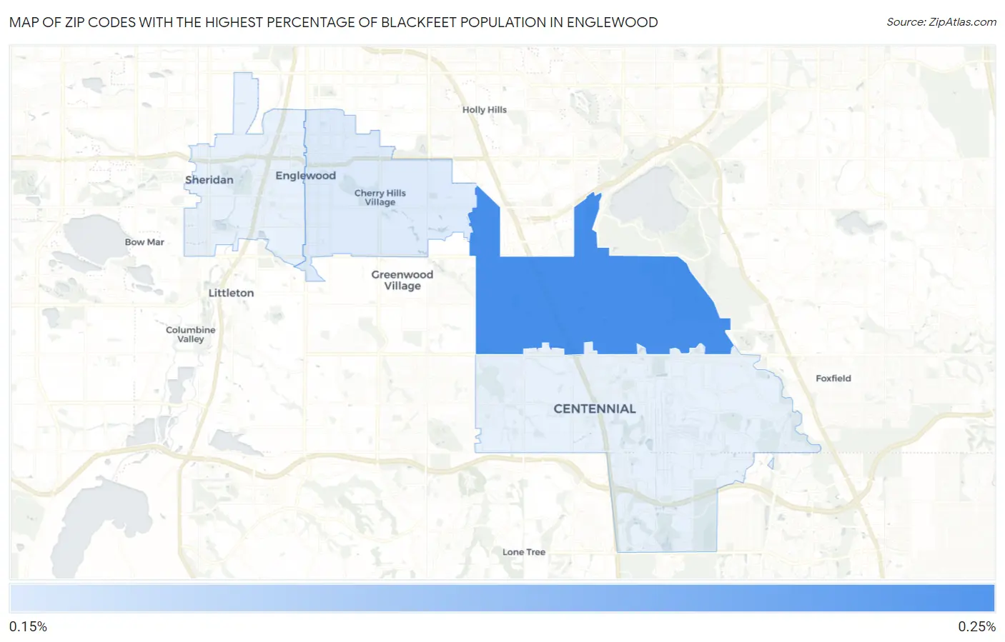 Zip Codes with the Highest Percentage of Blackfeet Population in Englewood Map