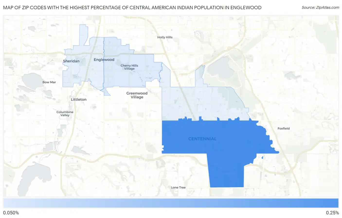 Zip Codes with the Highest Percentage of Central American Indian Population in Englewood Map