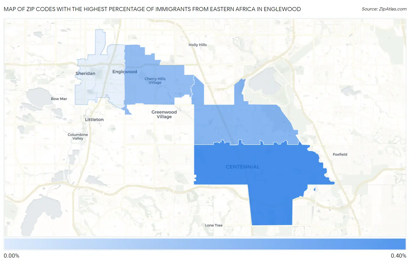 Zip Codes with the Highest Percentage of Immigrants from Eastern Africa in Englewood Map
