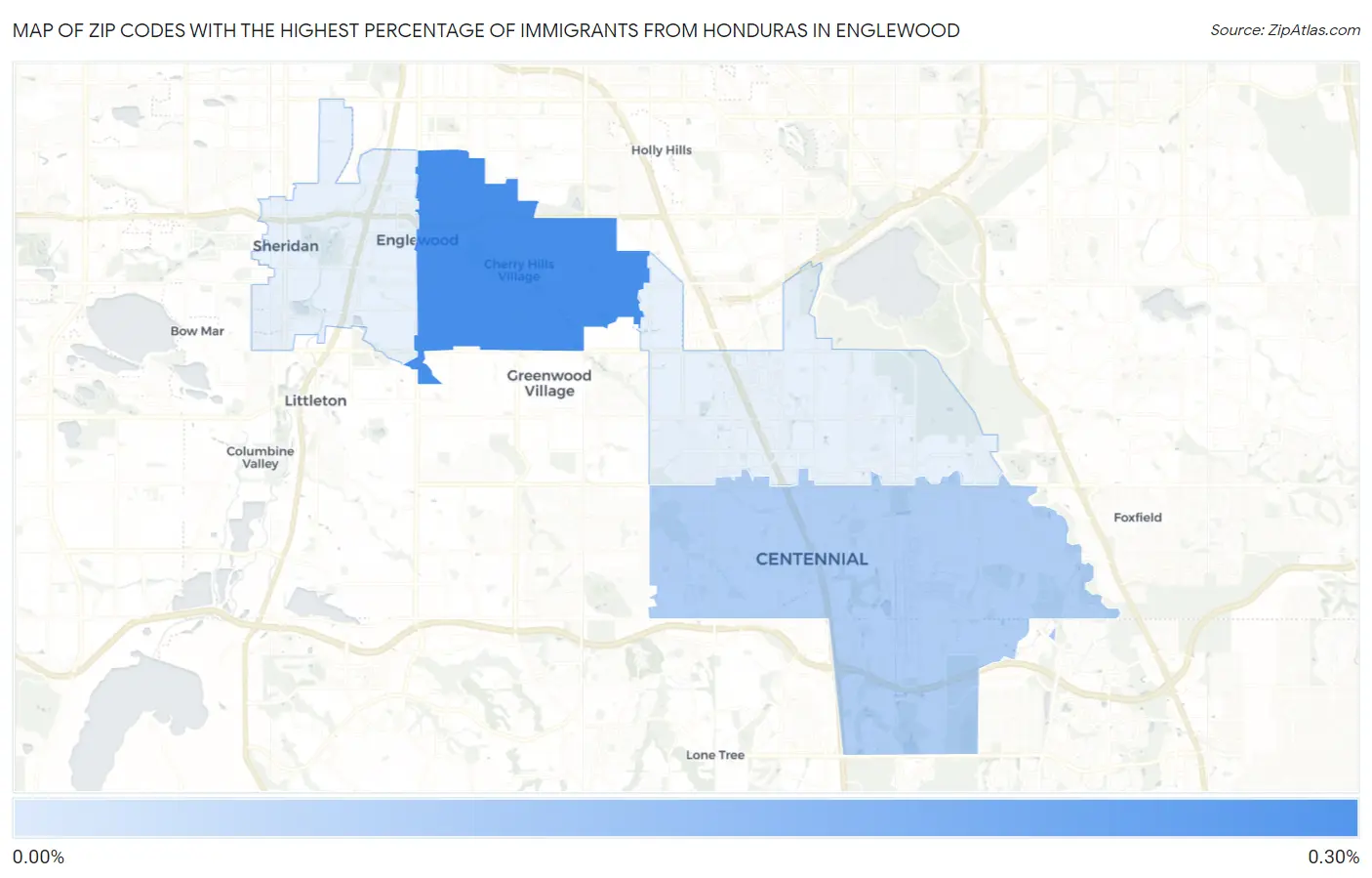 Zip Codes with the Highest Percentage of Immigrants from Honduras in Englewood Map