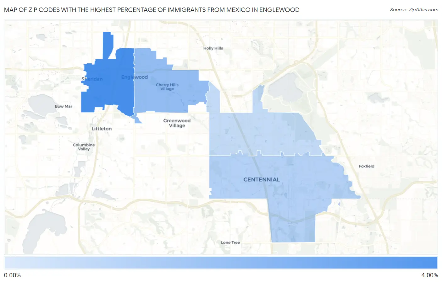 Zip Codes with the Highest Percentage of Immigrants from Mexico in Englewood Map