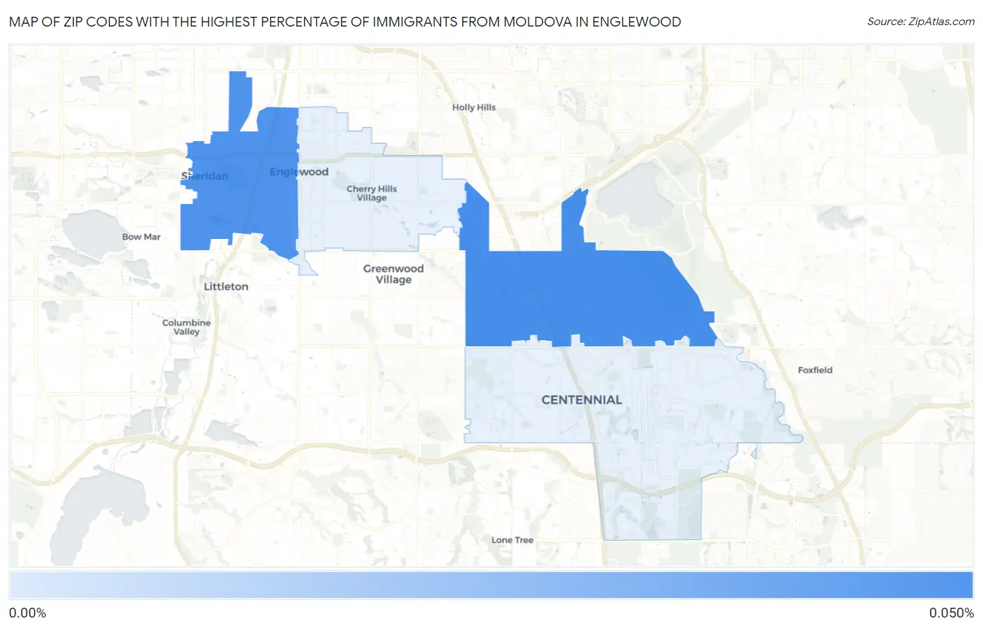 Zip Codes with the Highest Percentage of Immigrants from Moldova in Englewood Map