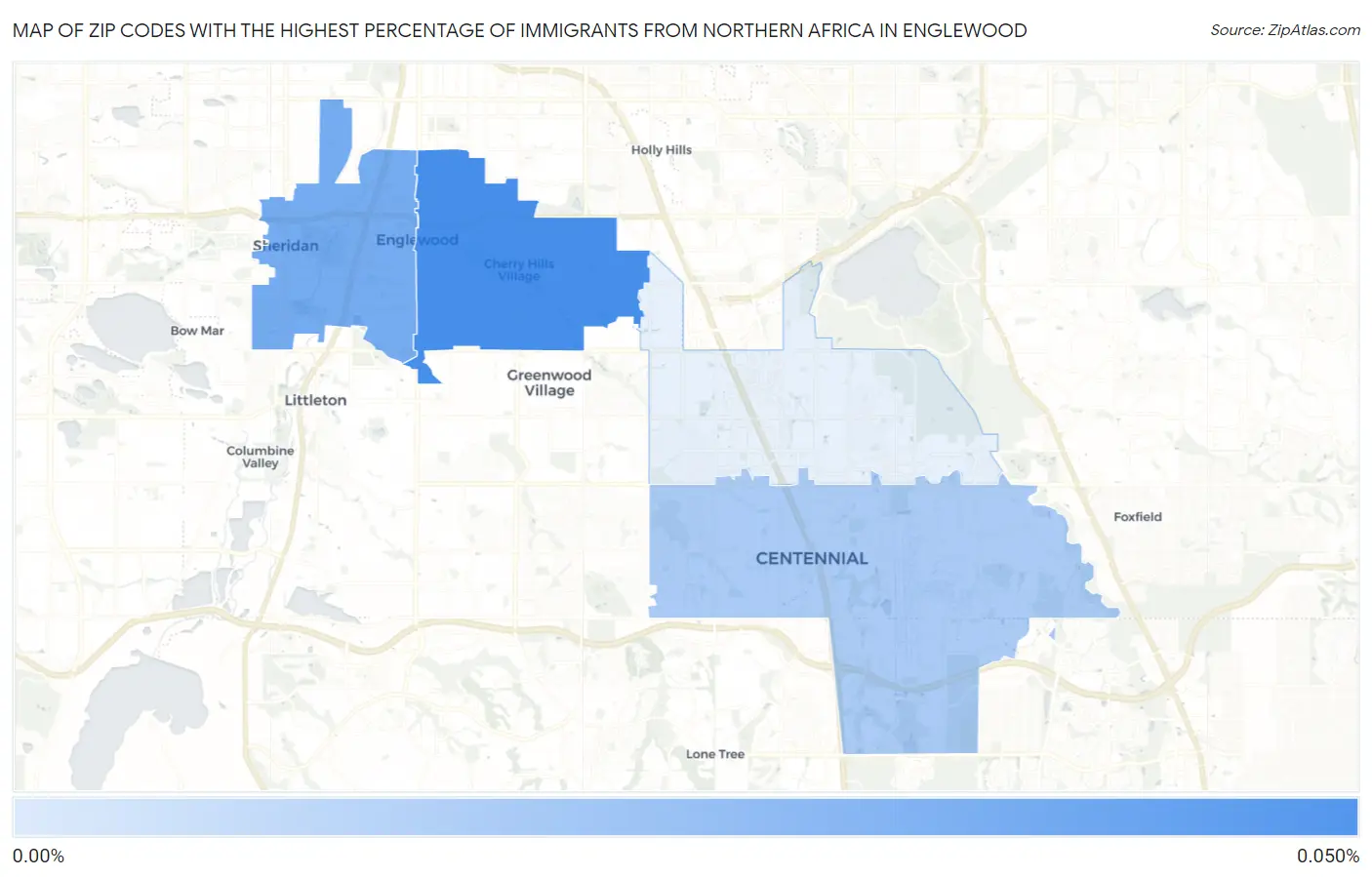 Zip Codes with the Highest Percentage of Immigrants from Northern Africa in Englewood Map