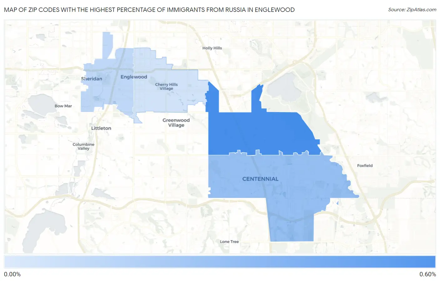 Zip Codes with the Highest Percentage of Immigrants from Russia in Englewood Map
