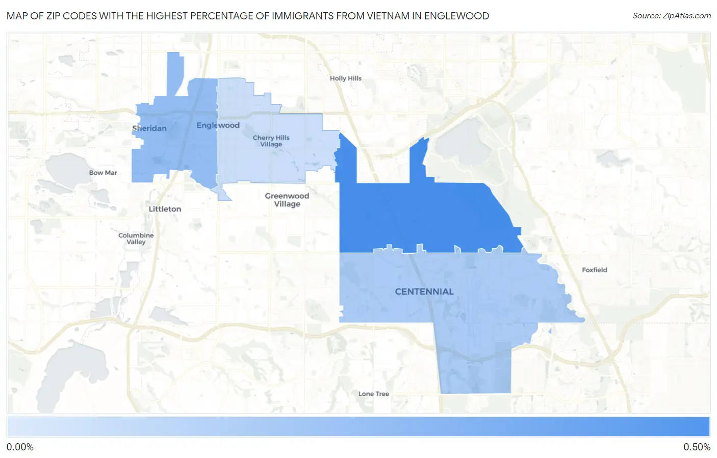 Zip Codes with the Highest Percentage of Immigrants from Vietnam in Englewood Map