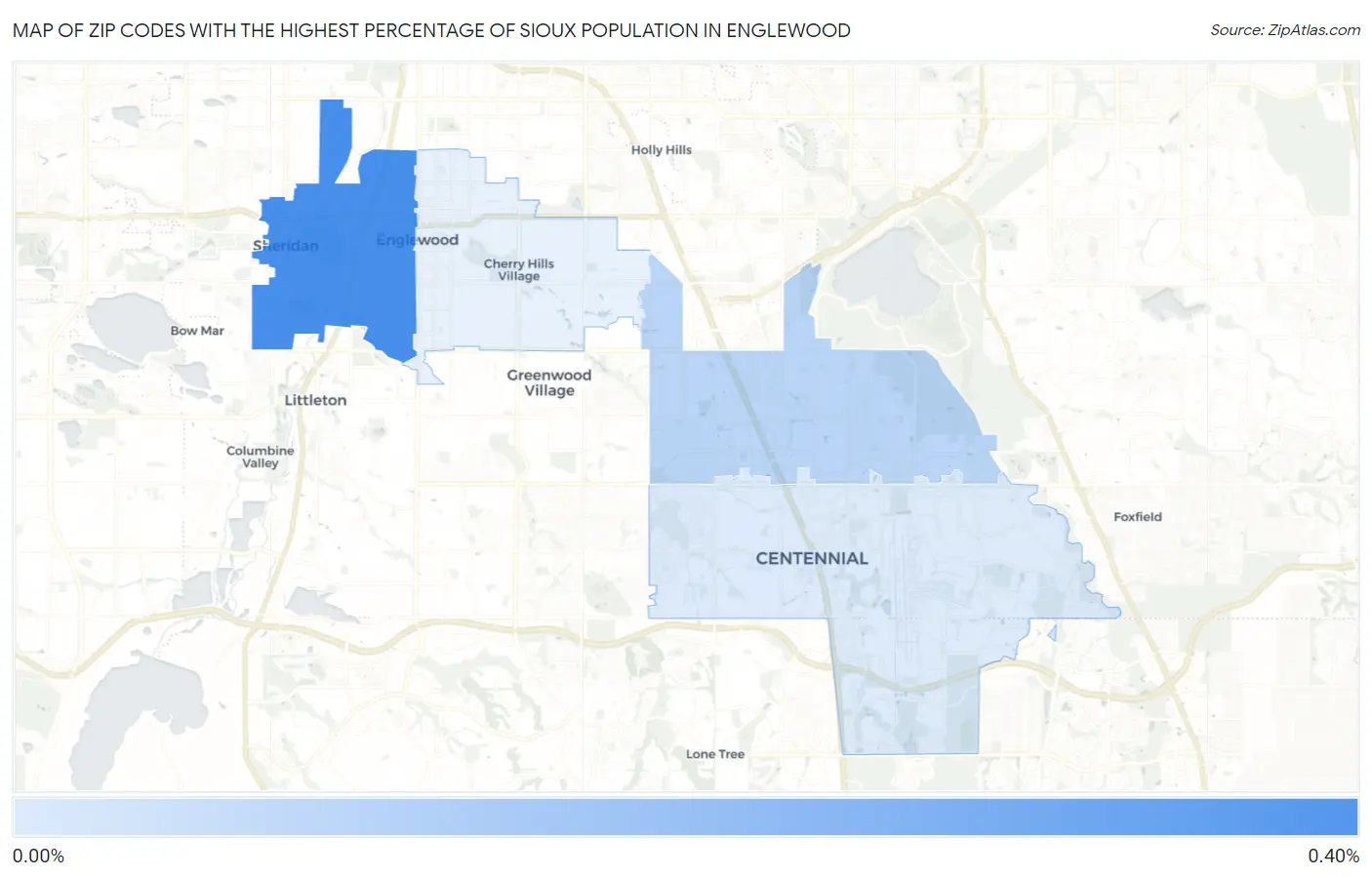Zip Codes with the Highest Percentage of Sioux Population in Englewood Map