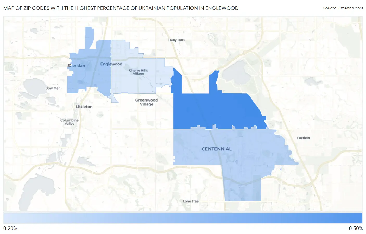Zip Codes with the Highest Percentage of Ukrainian Population in Englewood Map