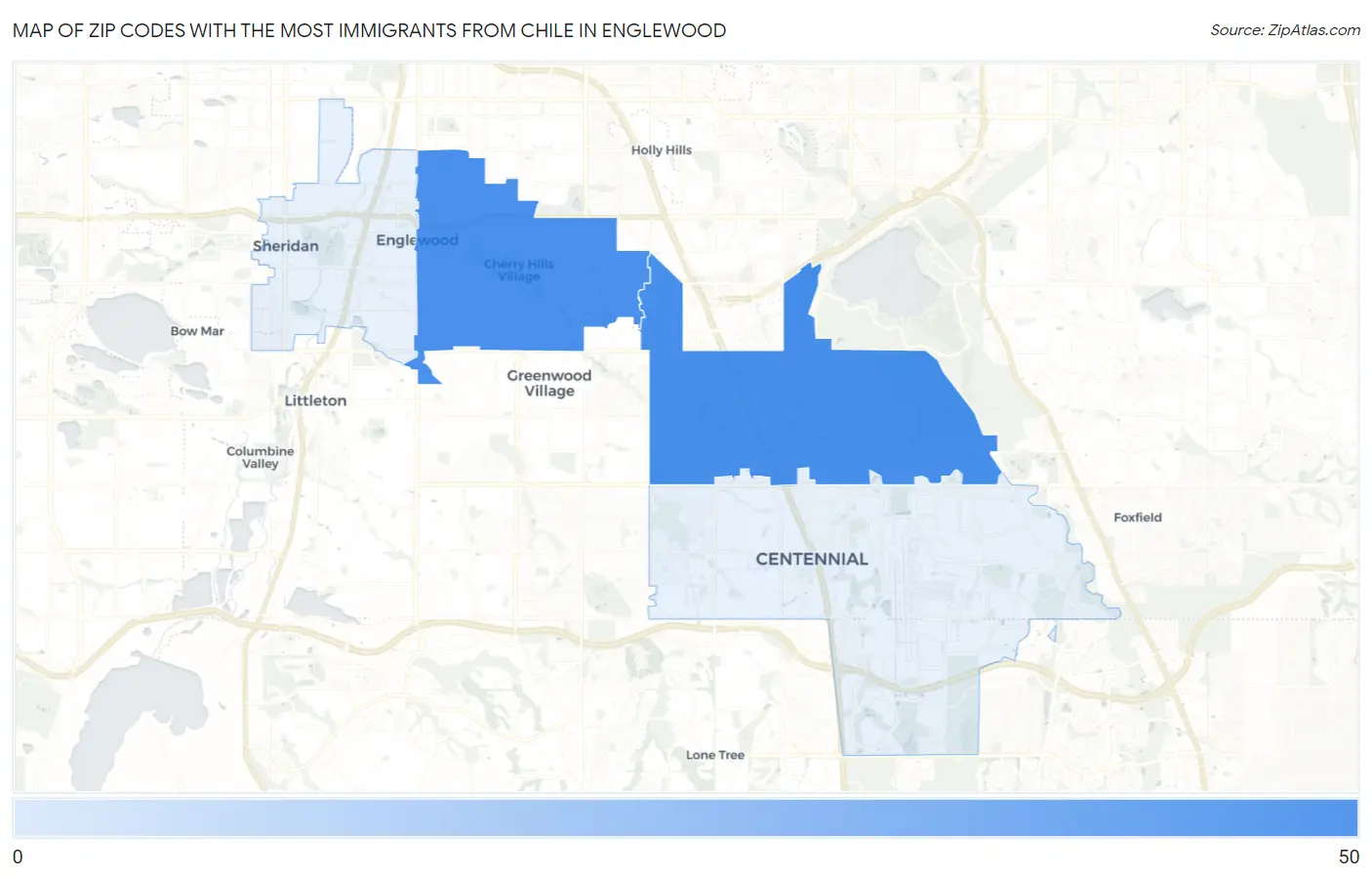 Zip Codes with the Most Immigrants from Chile in Englewood Map