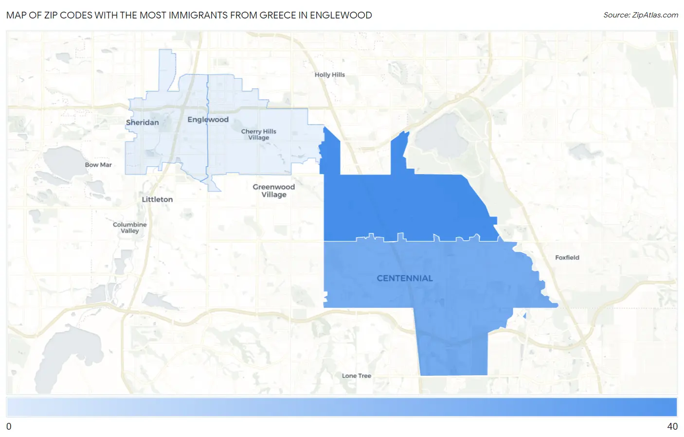 Zip Codes with the Most Immigrants from Greece in Englewood Map