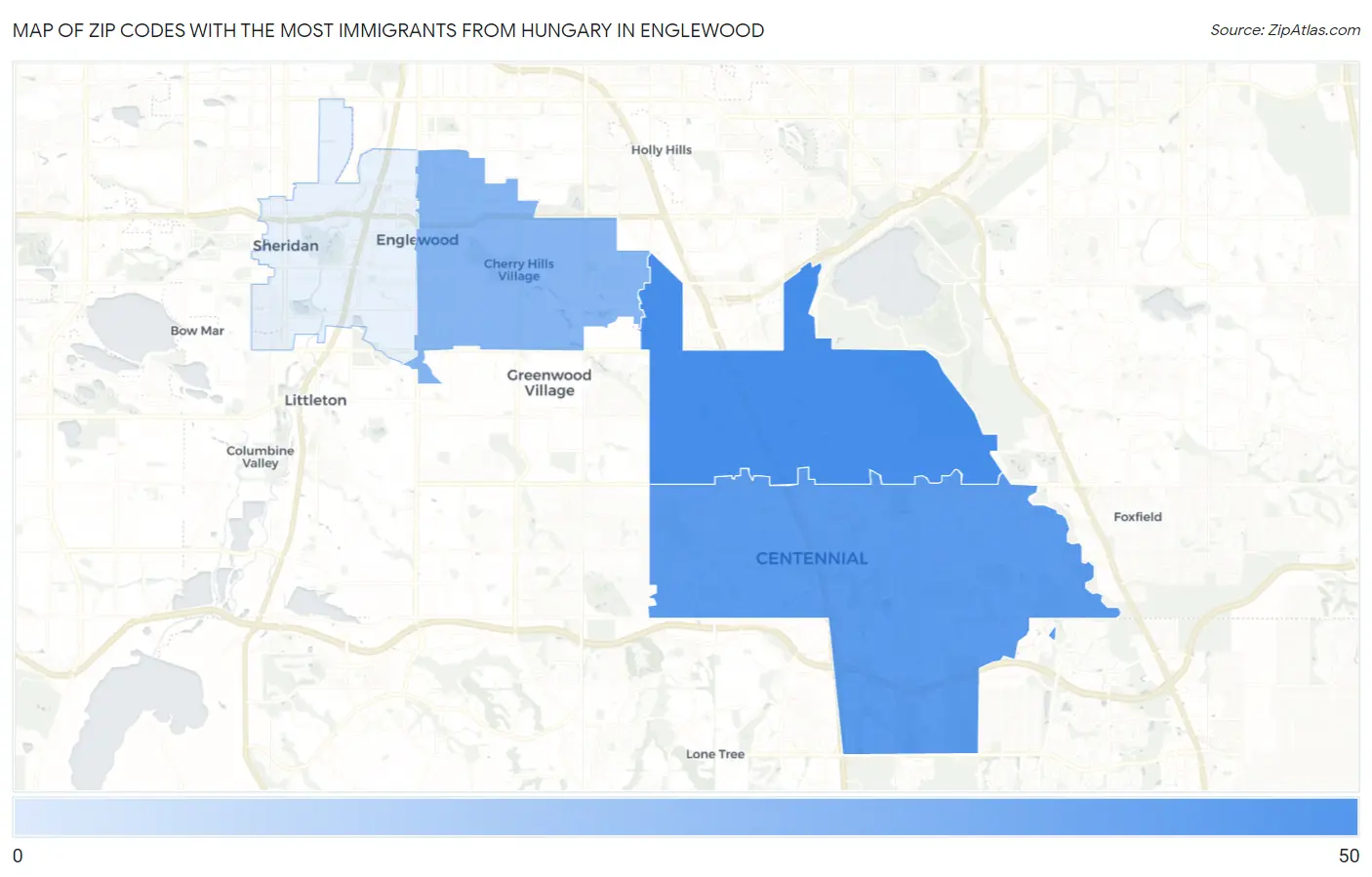 Zip Codes with the Most Immigrants from Hungary in Englewood Map