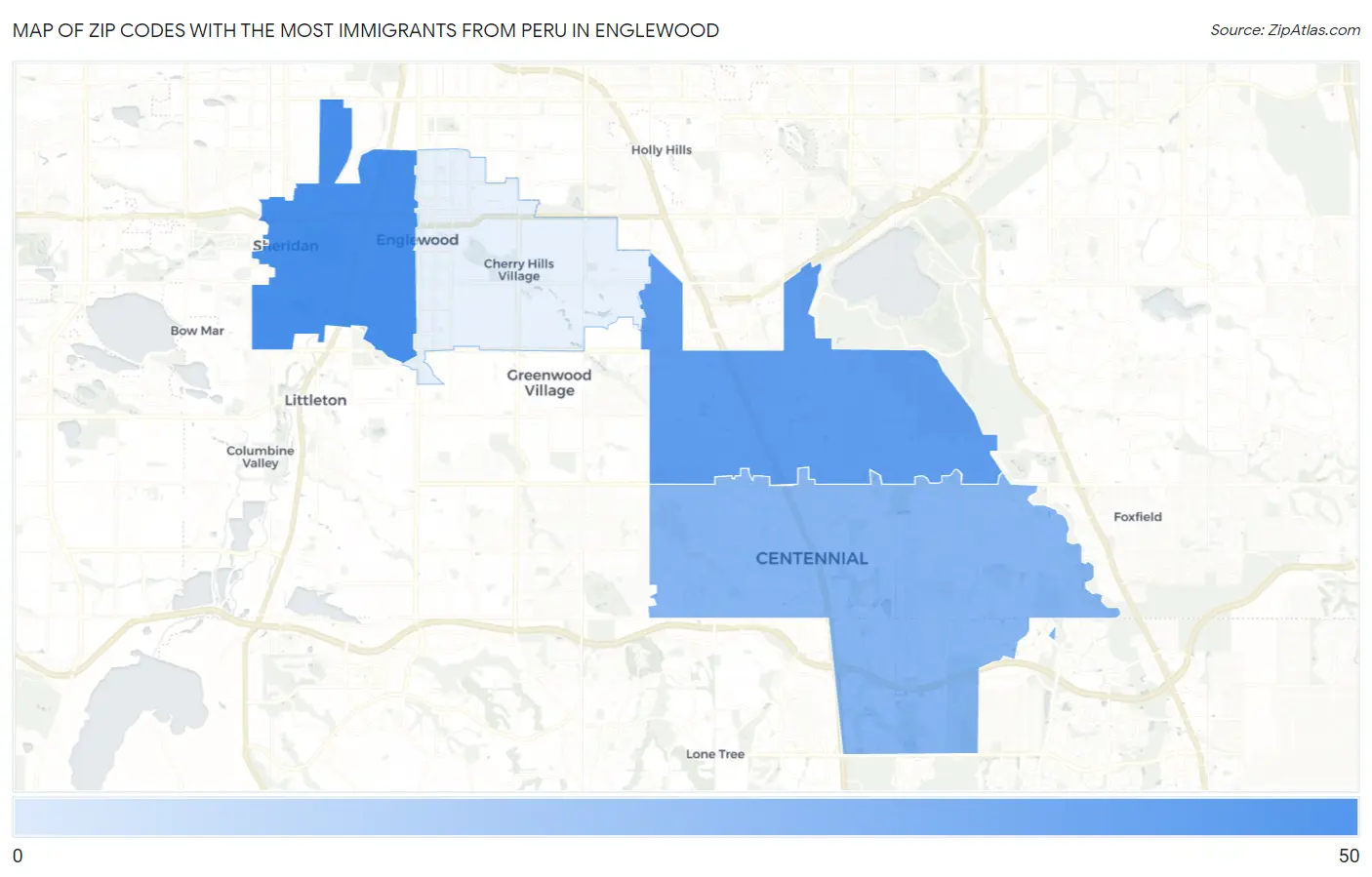 Zip Codes with the Most Immigrants from Peru in Englewood Map