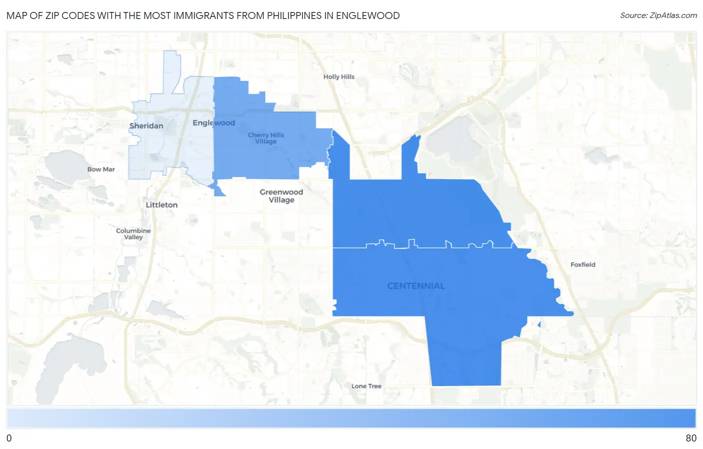 Zip Codes with the Most Immigrants from Philippines in Englewood Map