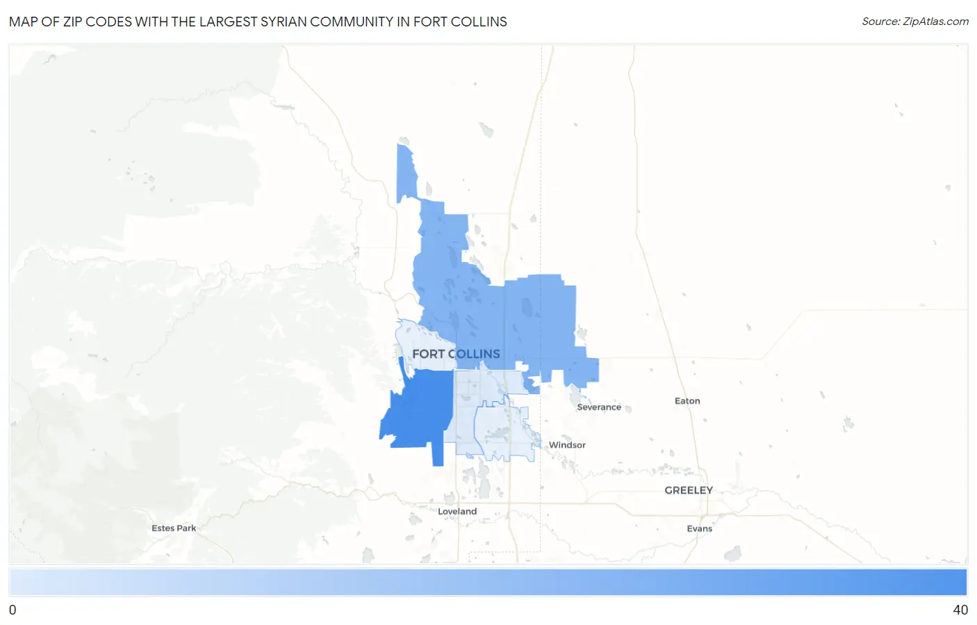 Zip Codes with the Largest Syrian Community in Fort Collins Map
