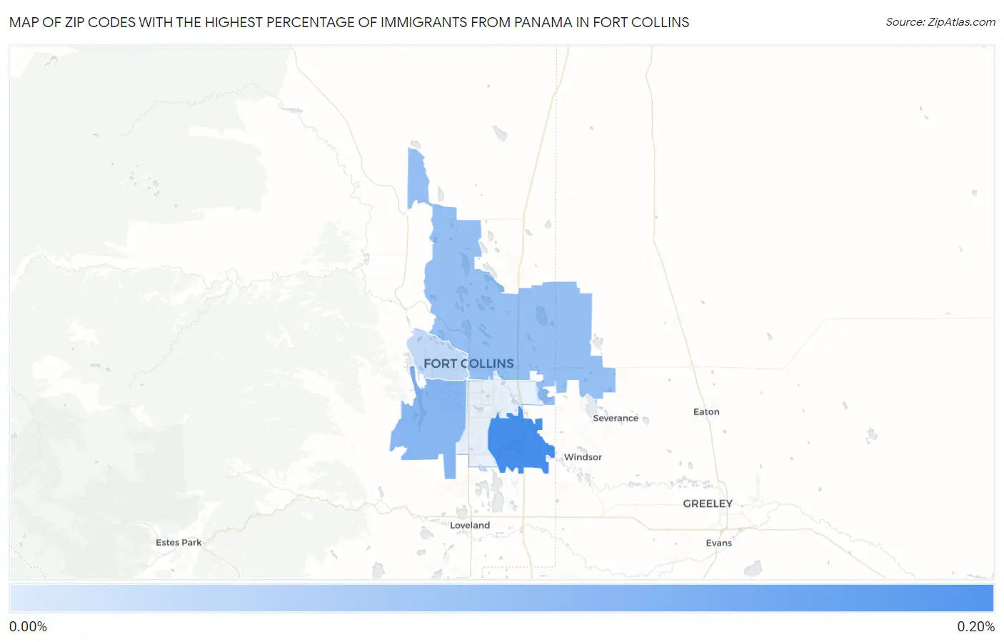 Zip Codes with the Highest Percentage of Immigrants from Panama in Fort Collins Map