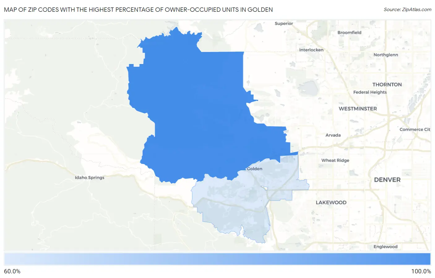 Zip Codes with the Highest Percentage of Owner-Occupied Units in Golden Map