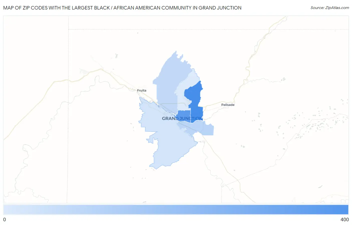 Zip Codes with the Largest Black / African American Community in Grand Junction Map