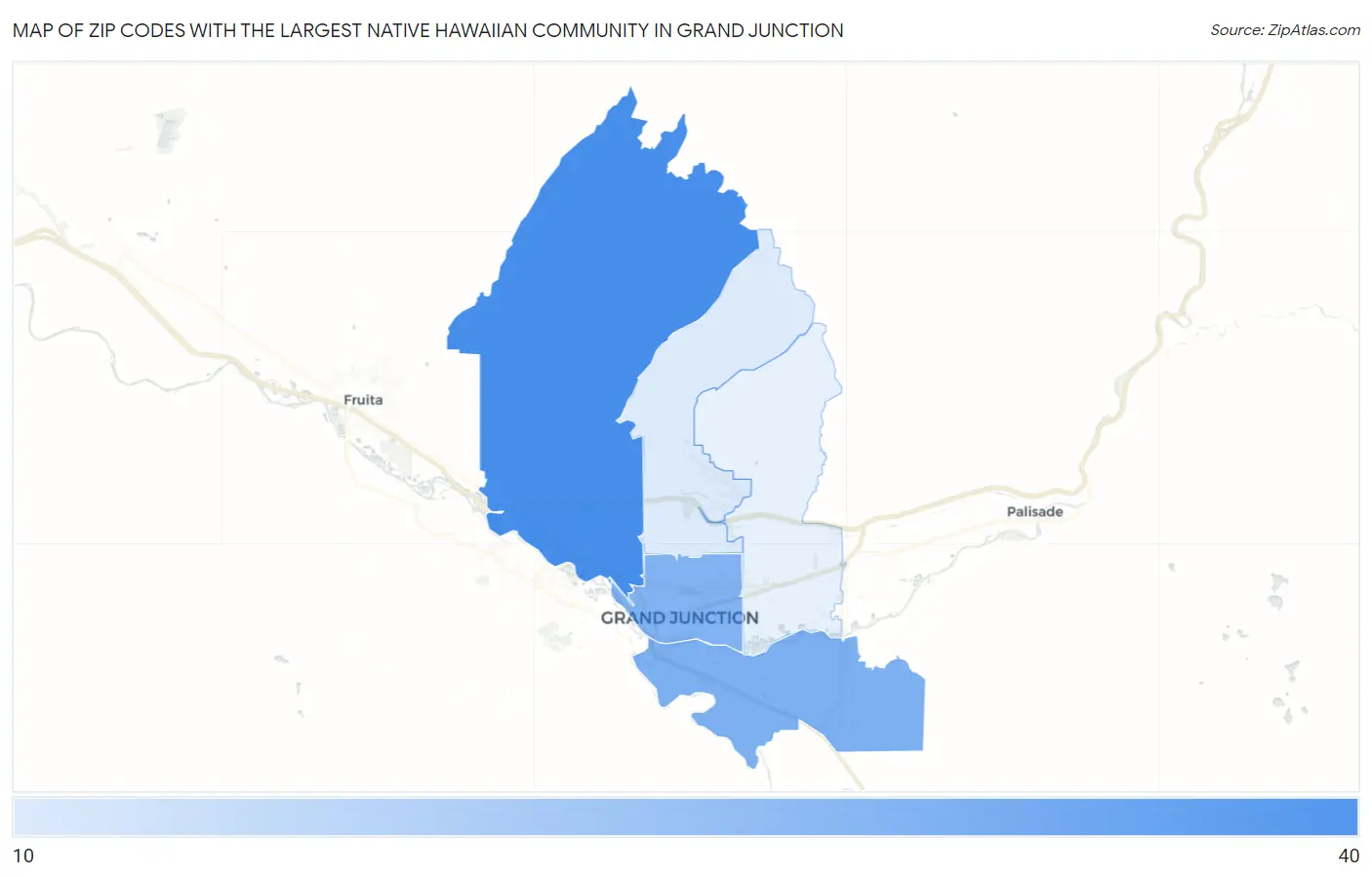 Zip Codes with the Largest Native Hawaiian Community in Grand Junction Map