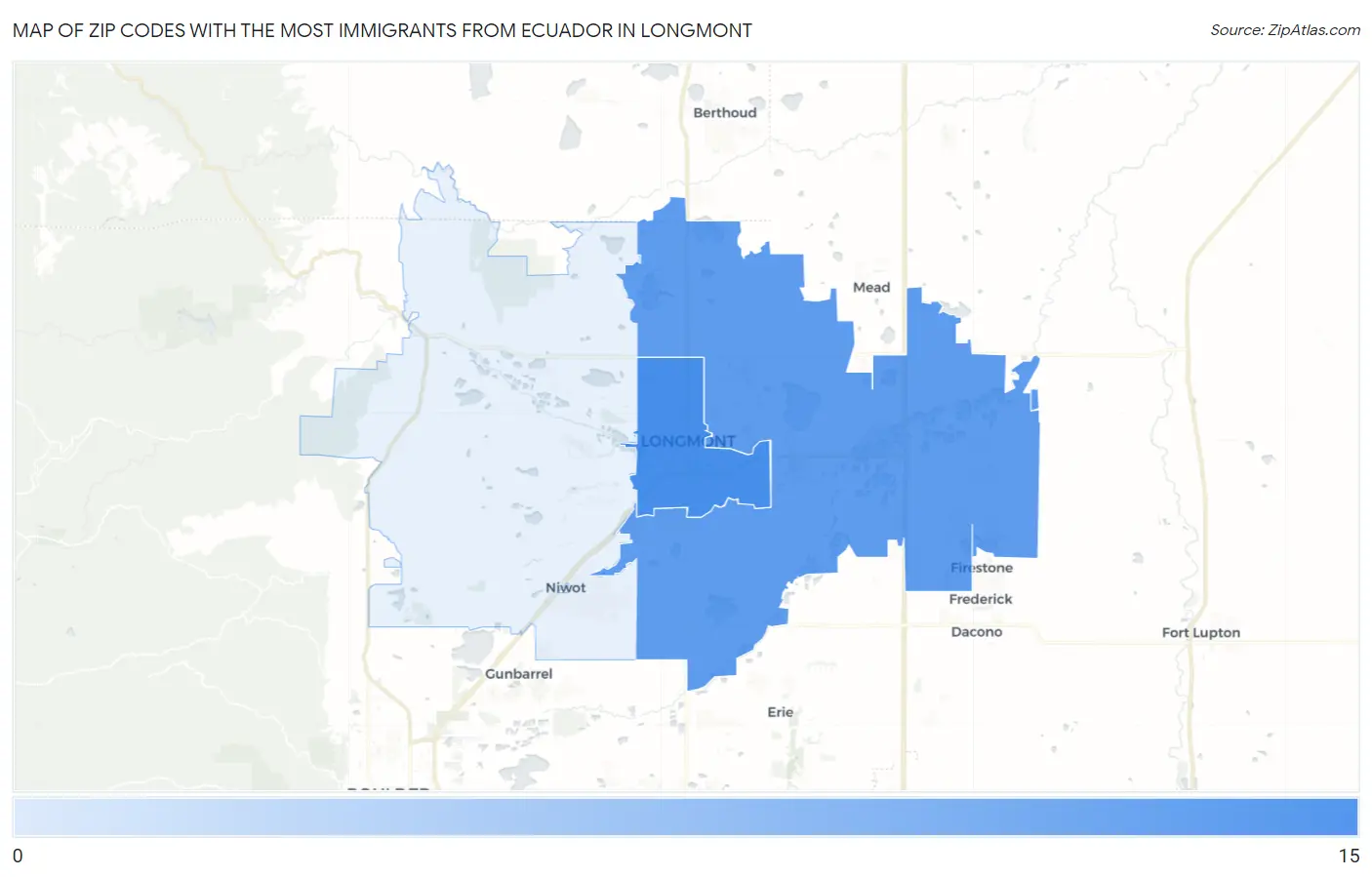 Zip Codes with the Most Immigrants from Ecuador in Longmont Map