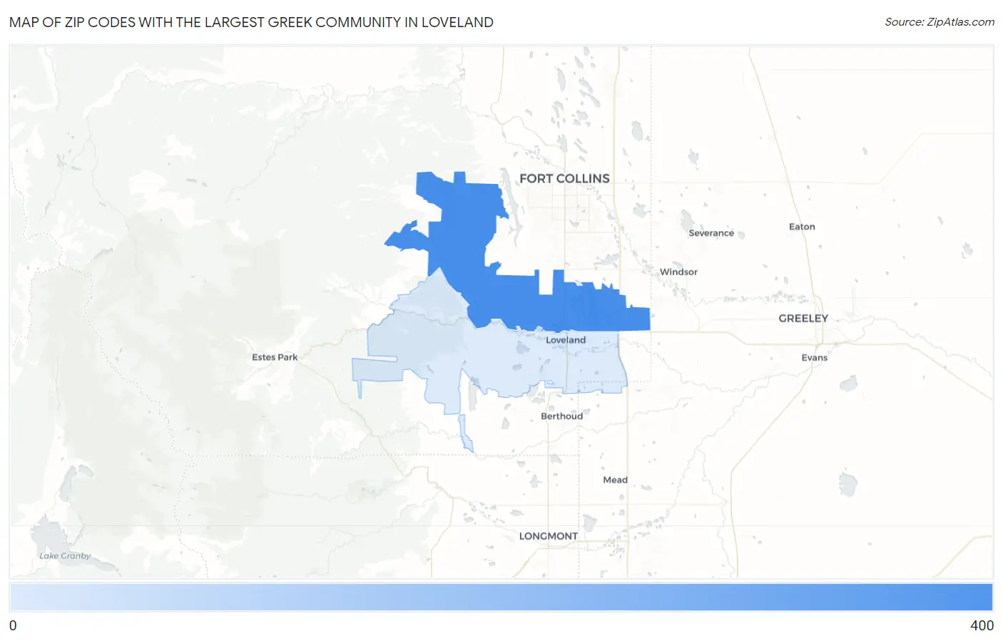 Zip Codes with the Largest Greek Community in Loveland Map