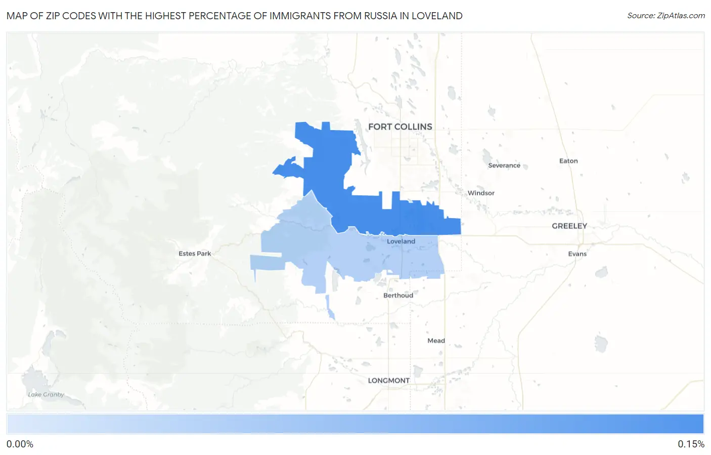 Zip Codes with the Highest Percentage of Immigrants from Russia in Loveland Map