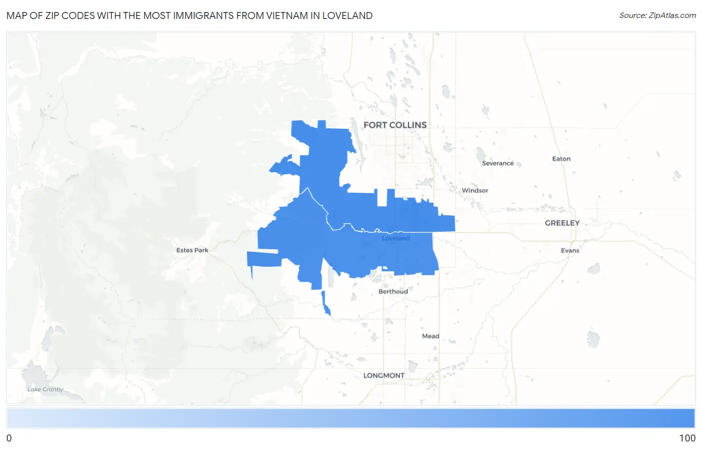 Zip Codes with the Most Immigrants from Vietnam in Loveland Map