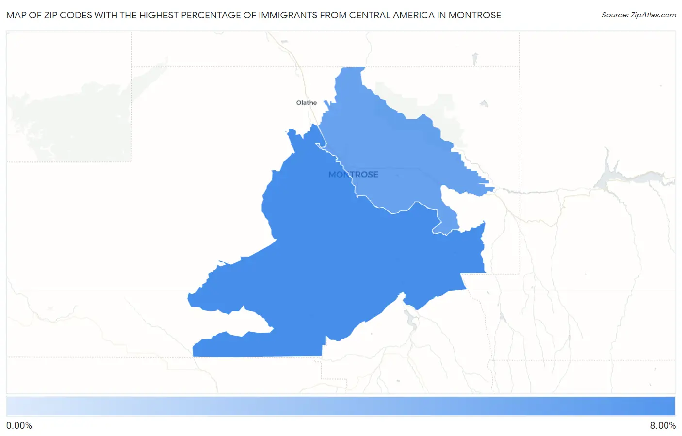 Zip Codes with the Highest Percentage of Immigrants from Central America in Montrose Map