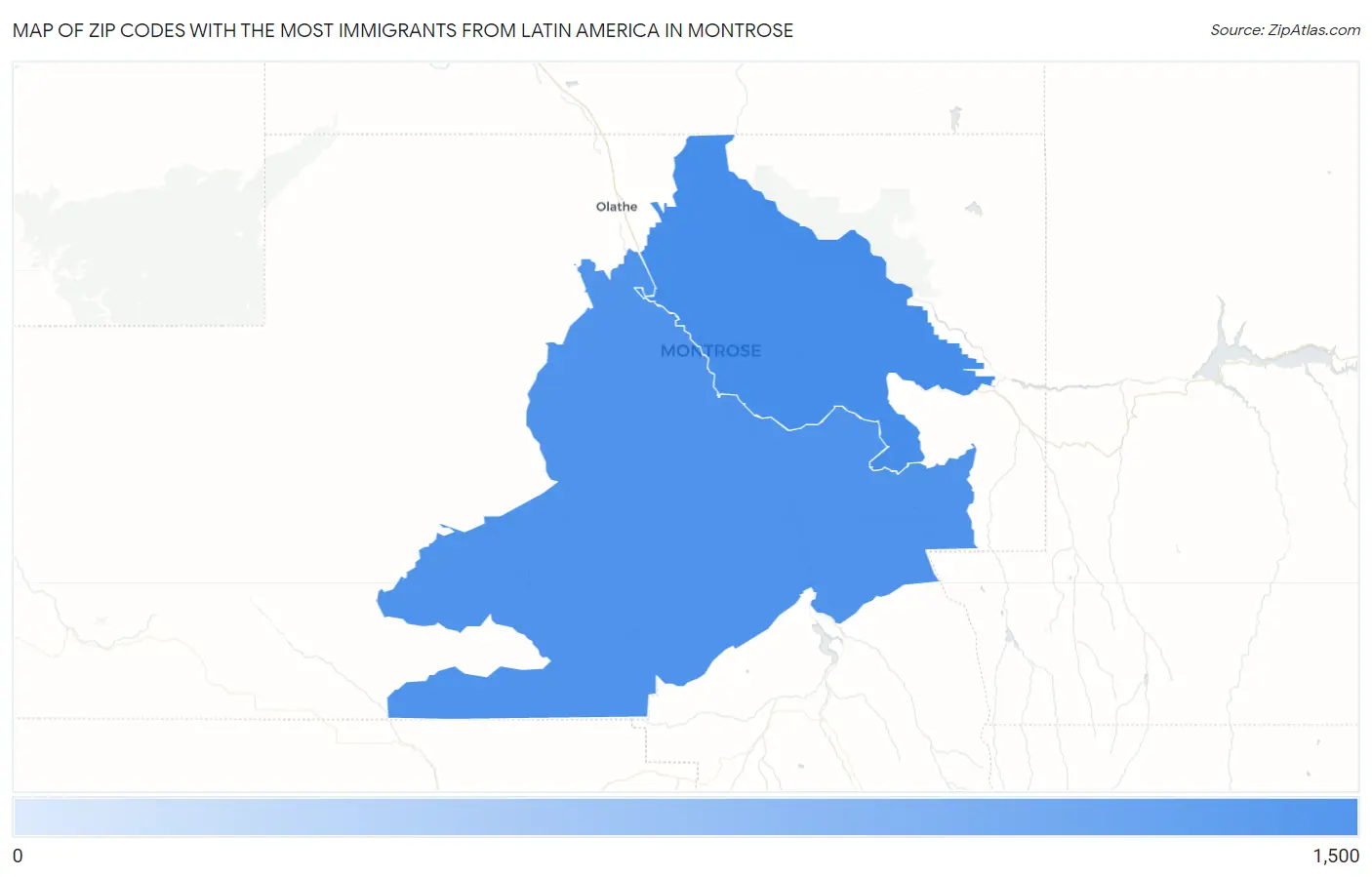 Zip Codes with the Most Immigrants from Latin America in Montrose Map
