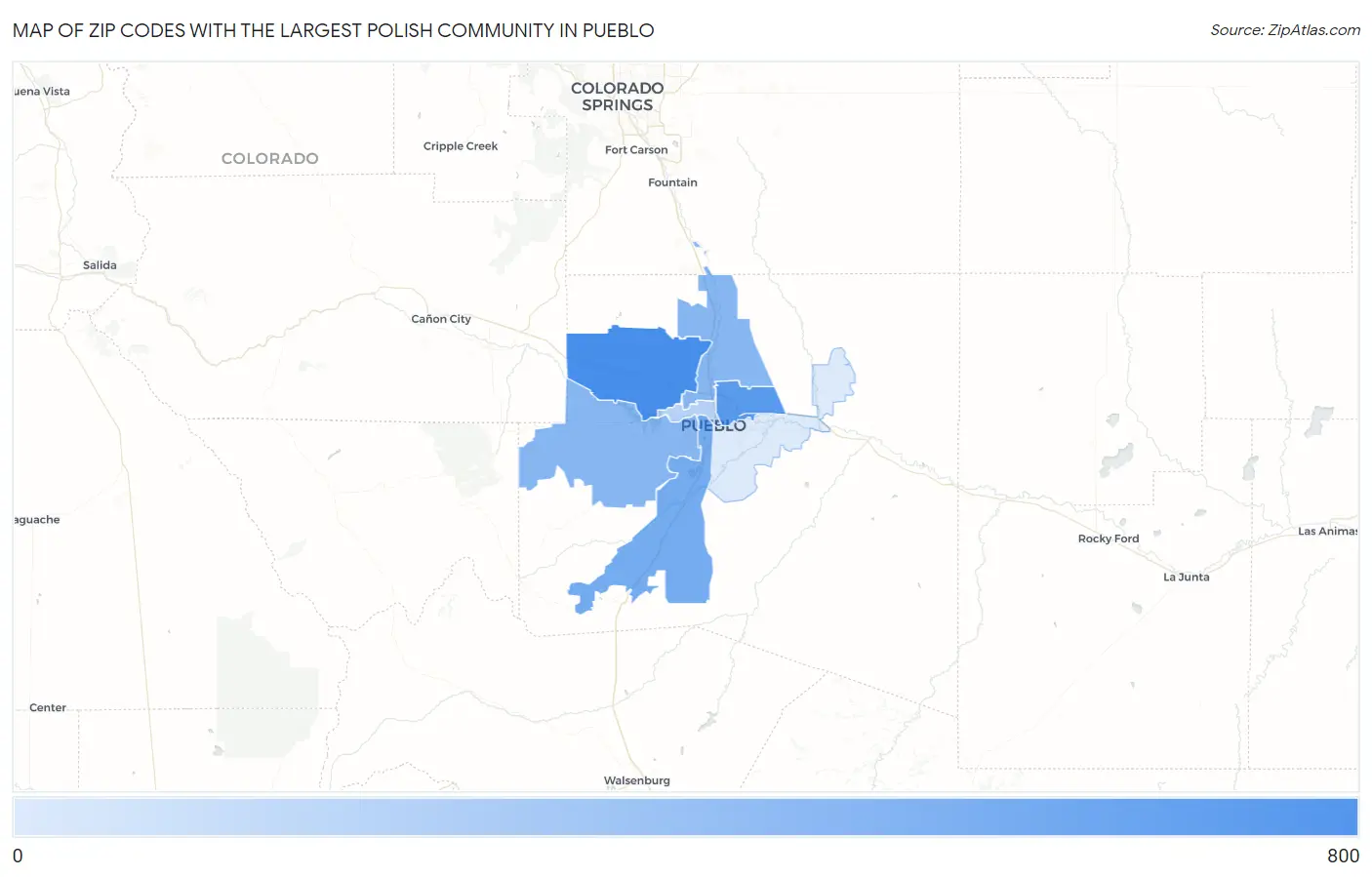 Zip Codes with the Largest Polish Community in Pueblo Map