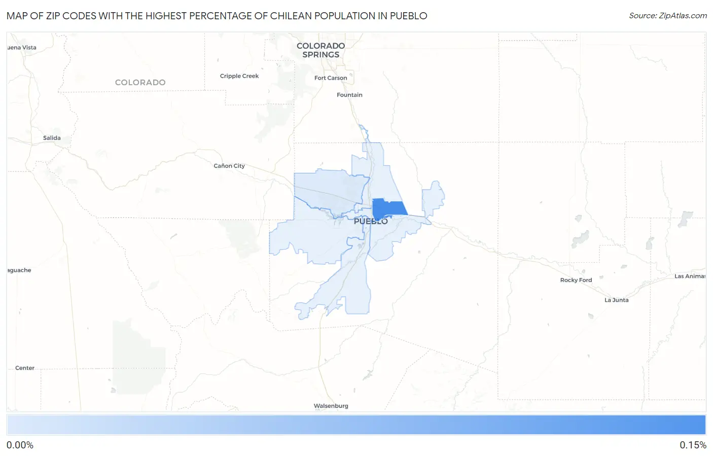 Zip Codes with the Highest Percentage of Chilean Population in Pueblo Map