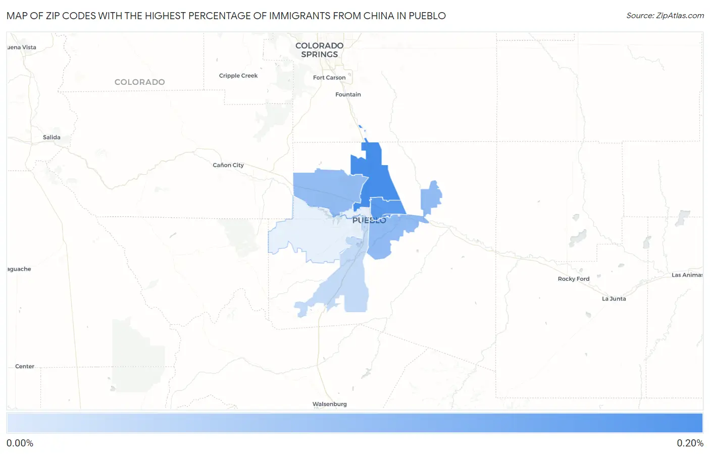 Zip Codes with the Highest Percentage of Immigrants from China in Pueblo Map