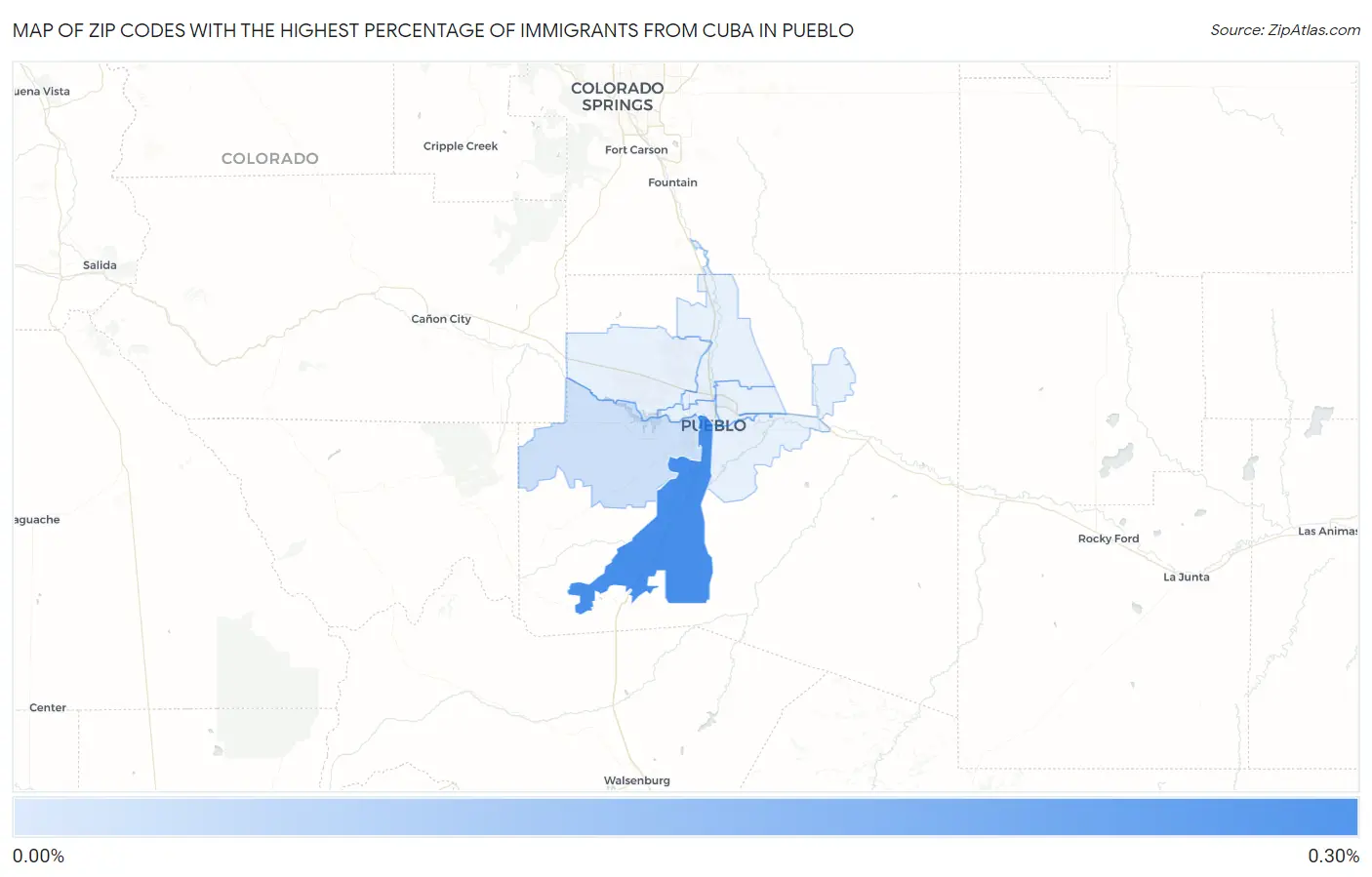 Zip Codes with the Highest Percentage of Immigrants from Cuba in Pueblo Map
