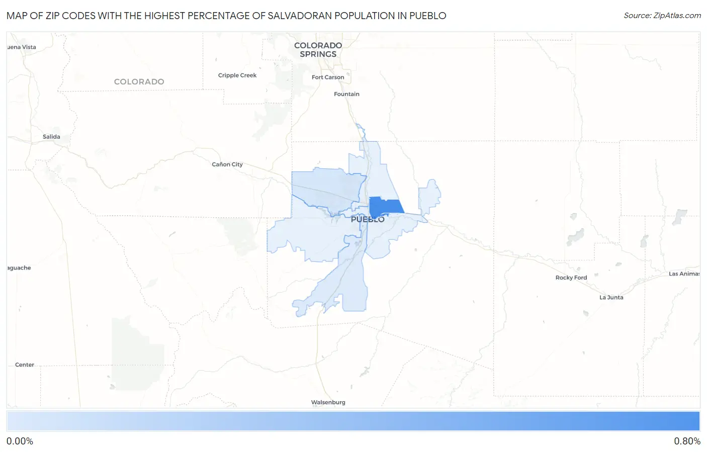Zip Codes with the Highest Percentage of Salvadoran Population in Pueblo Map