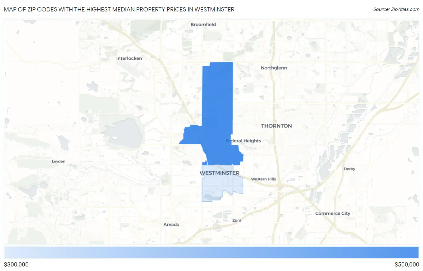 Zip Codes with the Highest Median Property Prices in Westminster Map