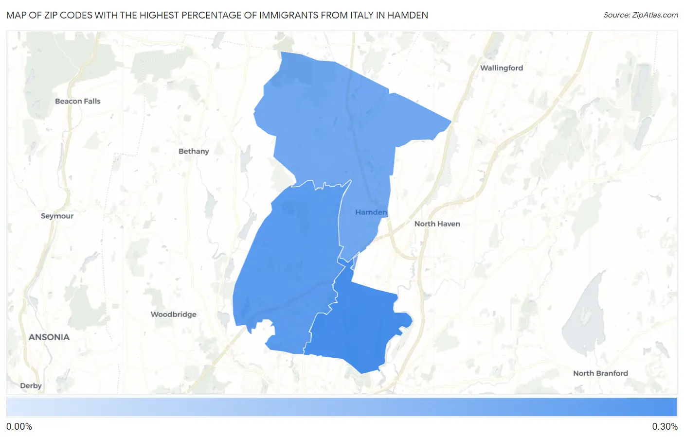 Zip Codes with the Highest Percentage of Immigrants from Italy in Hamden Map