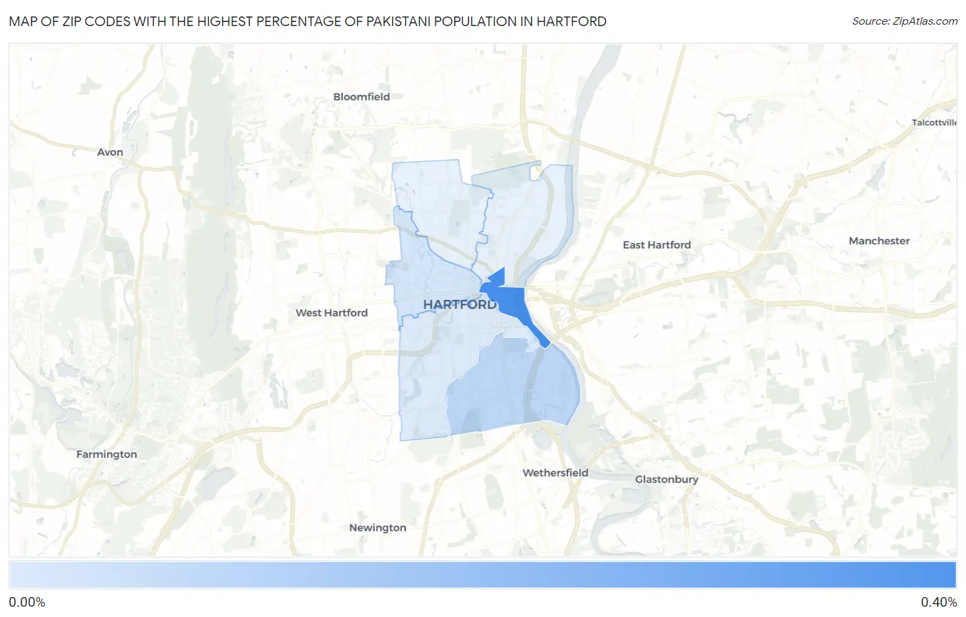 Zip Codes with the Highest Percentage of Pakistani Population in Hartford Map