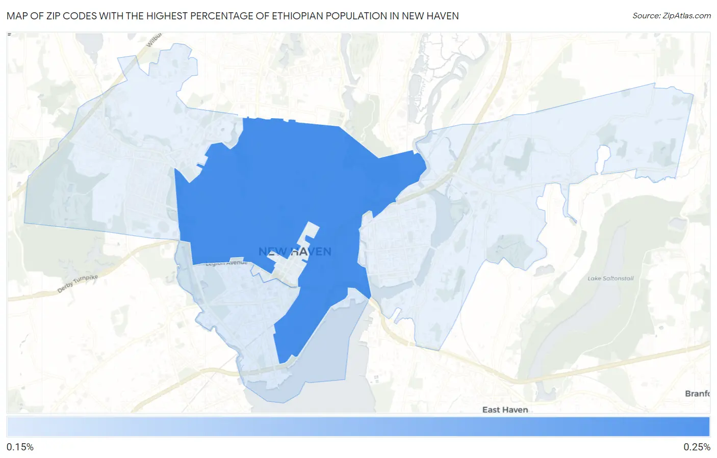 Zip Codes with the Highest Percentage of Ethiopian Population in New Haven Map