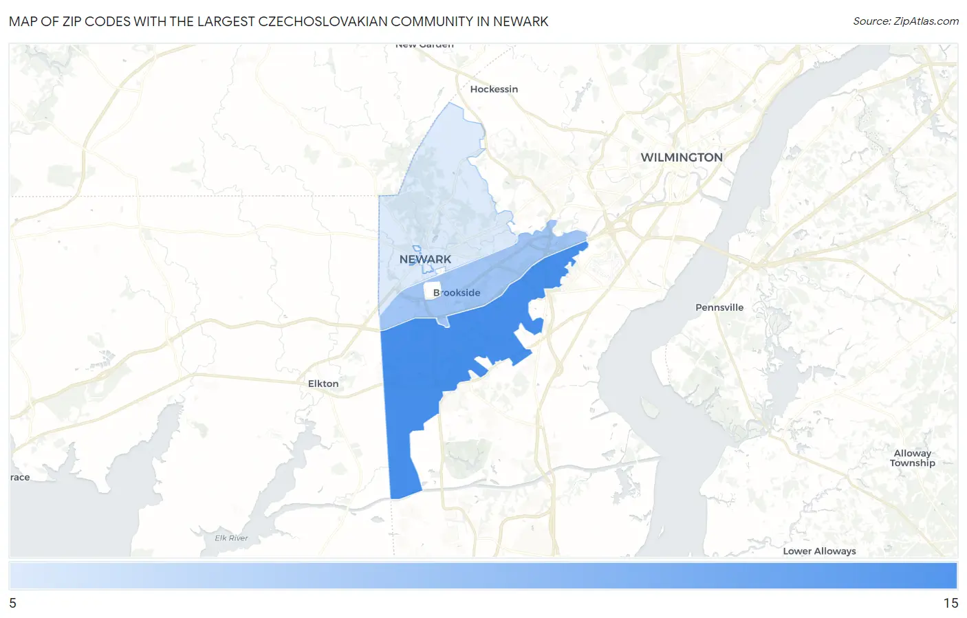 Zip Codes with the Largest Czechoslovakian Community in Newark Map