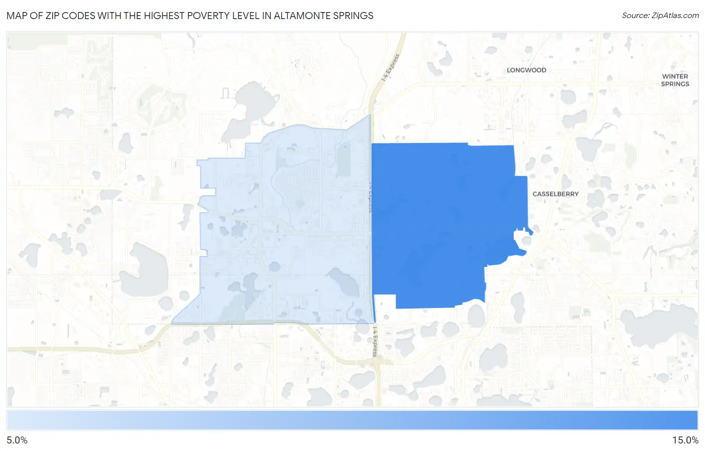Zip Codes with the Highest Poverty Level in Altamonte Springs Map