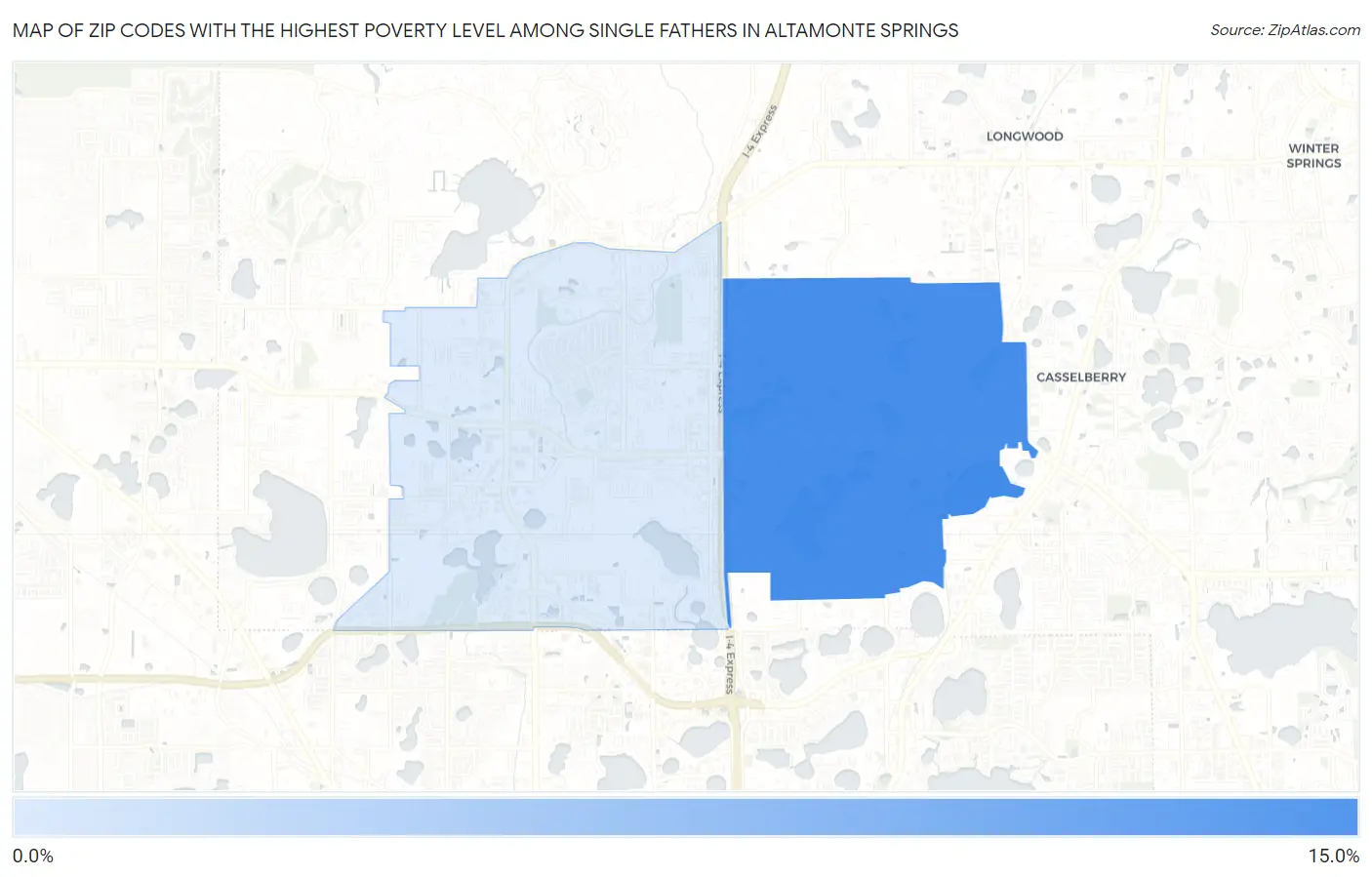Zip Codes with the Highest Poverty Level Among Single Fathers in Altamonte Springs Map