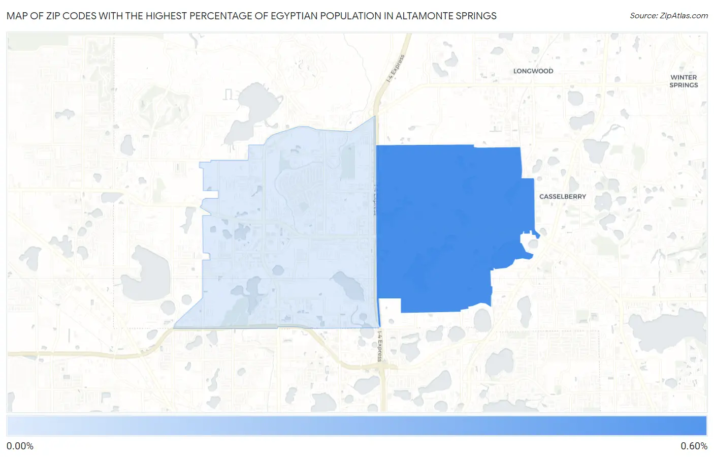 Zip Codes with the Highest Percentage of Egyptian Population in Altamonte Springs Map