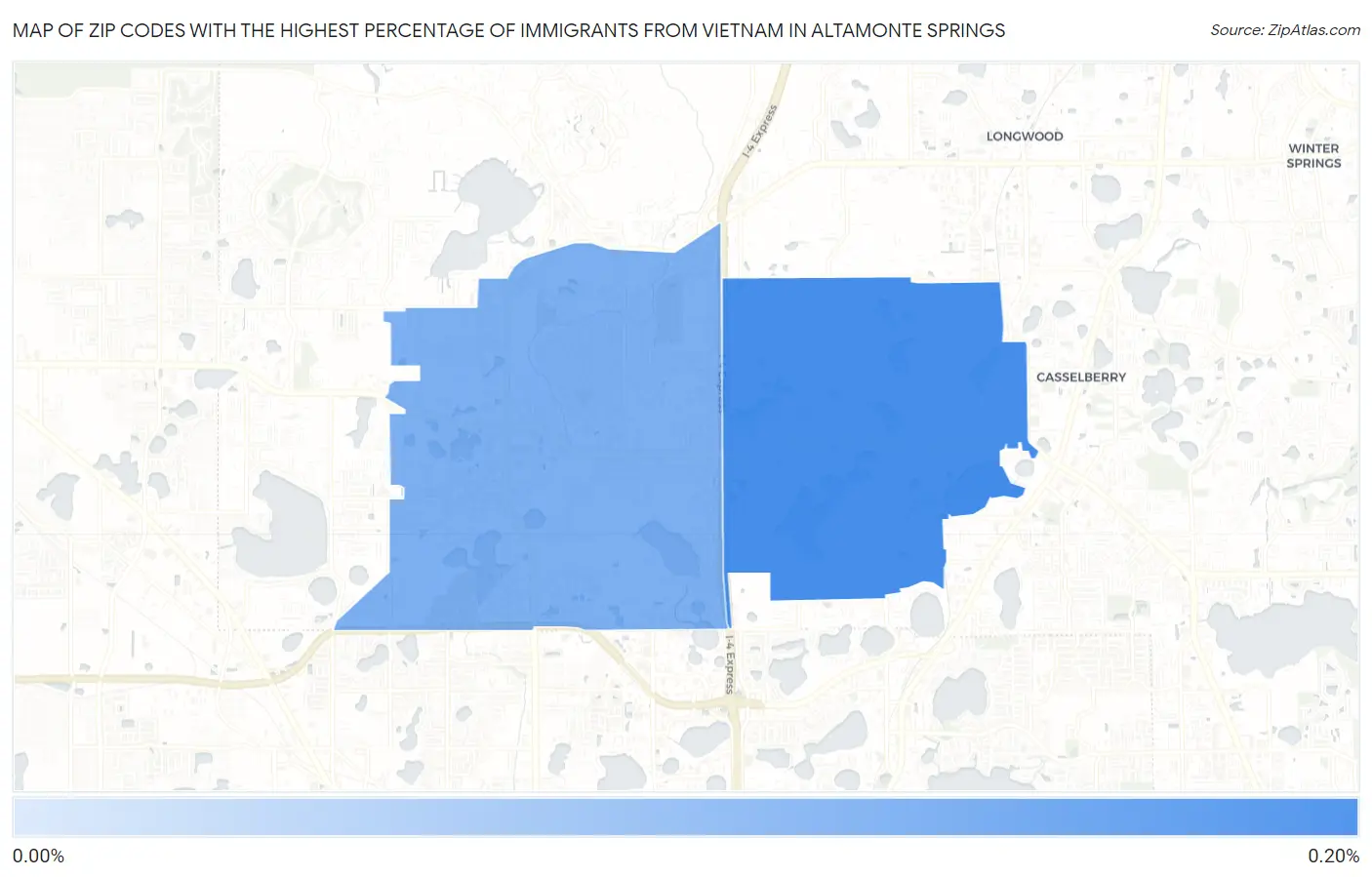 Zip Codes with the Highest Percentage of Immigrants from Vietnam in Altamonte Springs Map