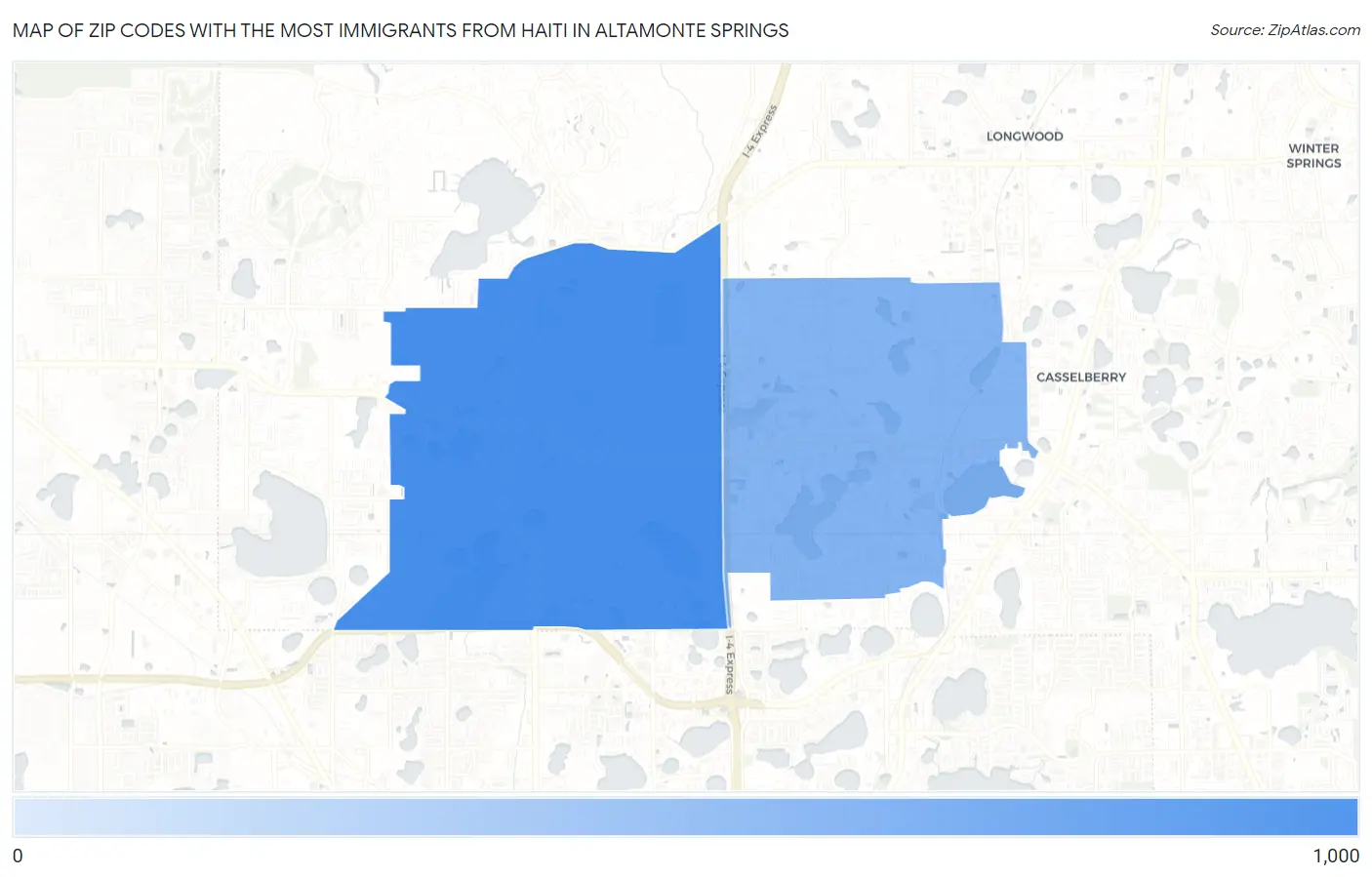 Zip Codes with the Most Immigrants from Haiti in Altamonte Springs Map