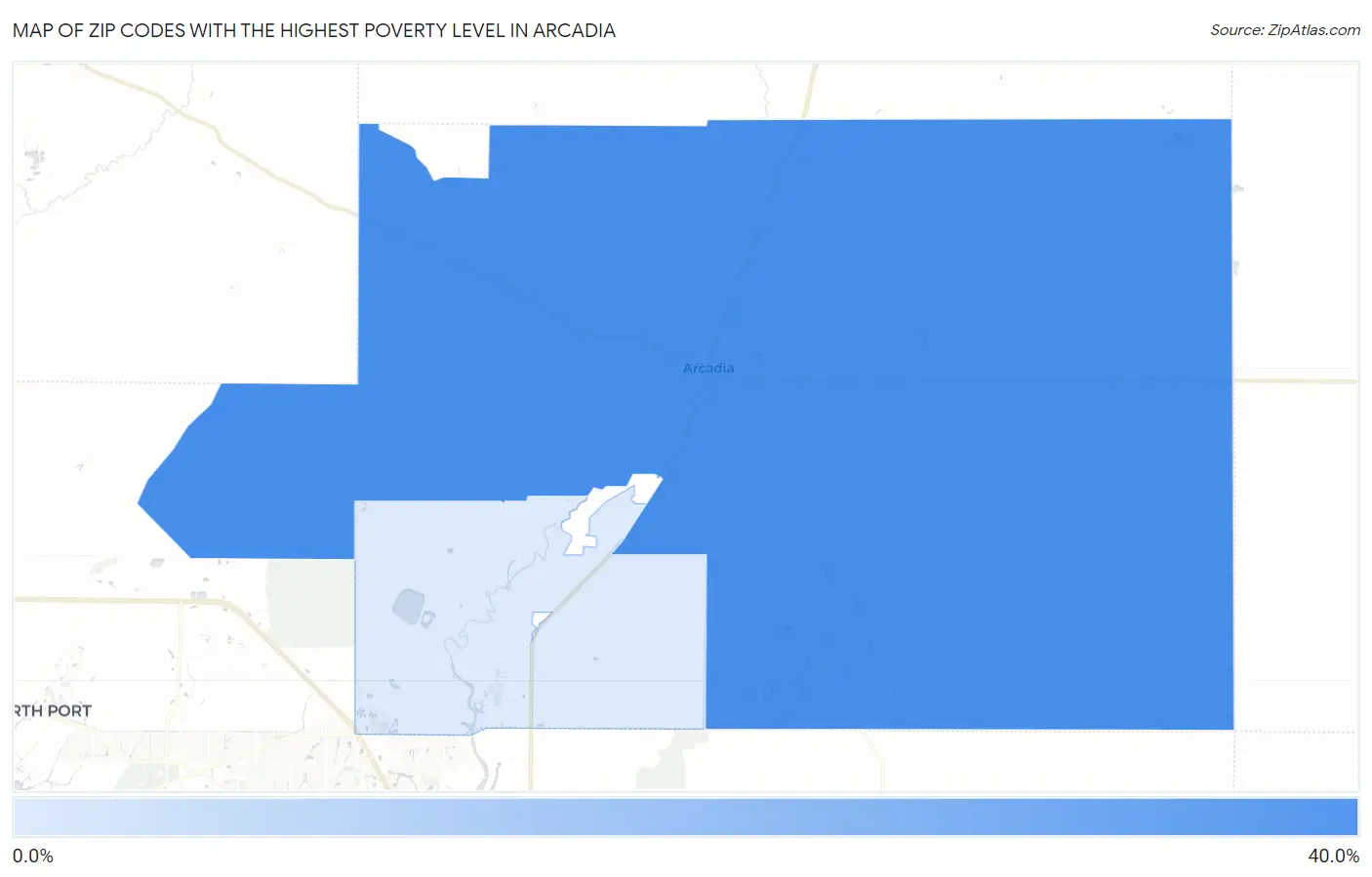 Zip Codes with the Highest Poverty Level in Arcadia Map