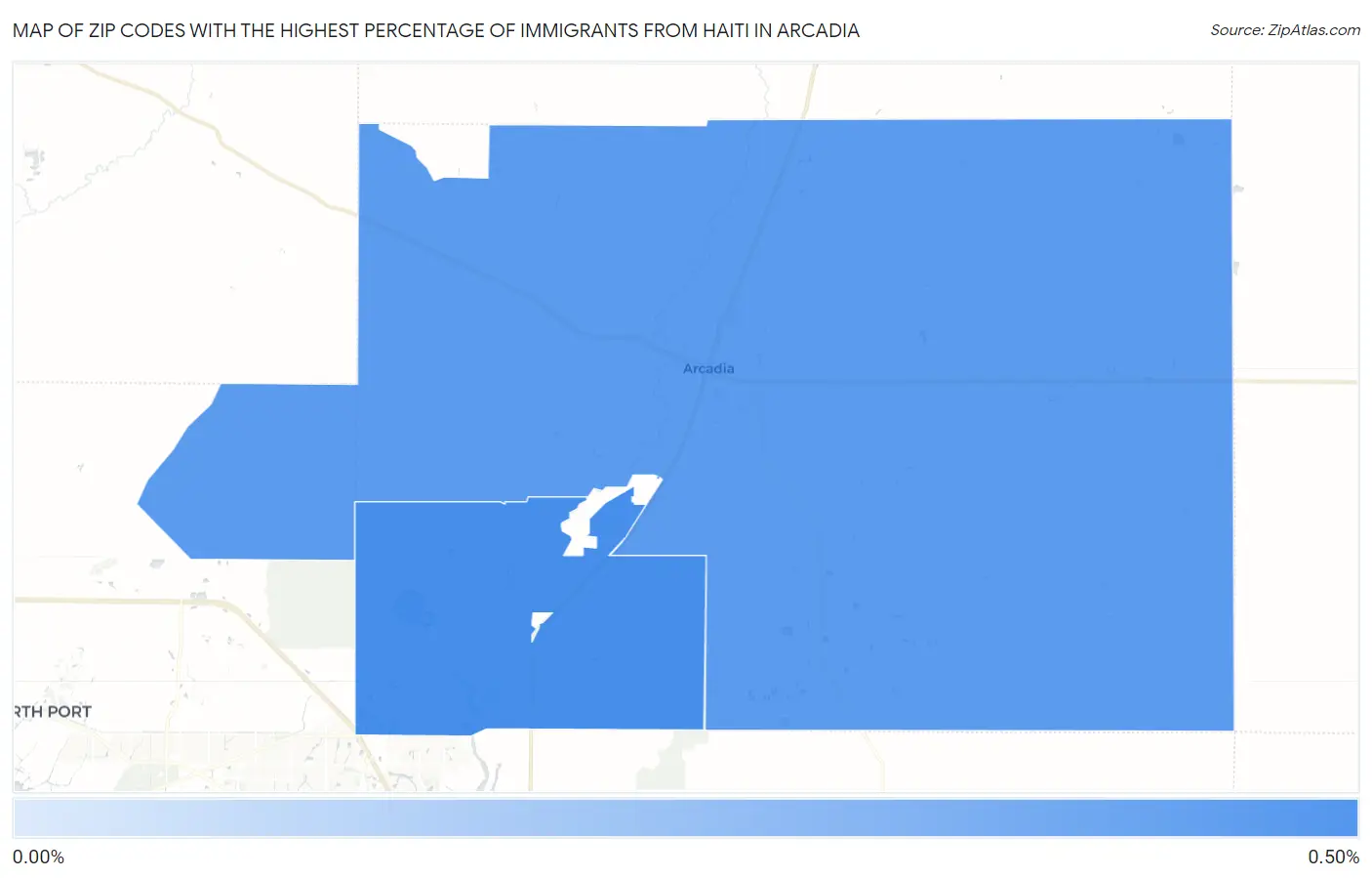 Zip Codes with the Highest Percentage of Immigrants from Haiti in Arcadia Map