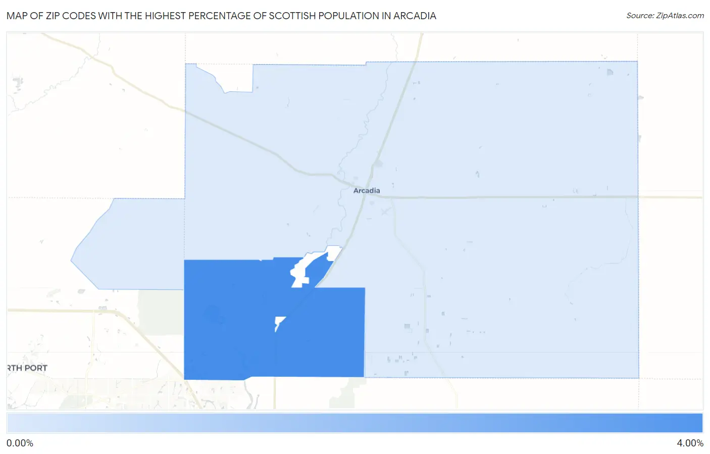 Zip Codes with the Highest Percentage of Scottish Population in Arcadia Map