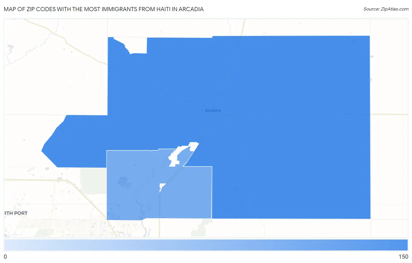Zip Codes with the Most Immigrants from Haiti in Arcadia Map