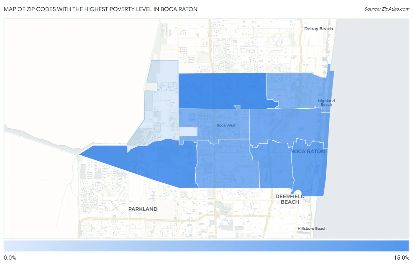 Zip Codes with the Highest Poverty Level in Boca Raton Map
