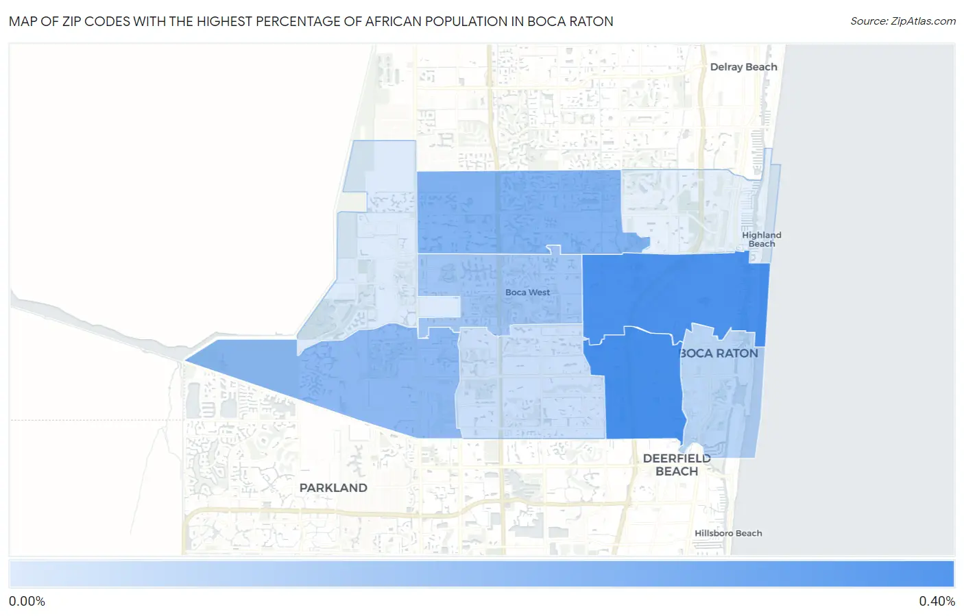 Zip Codes with the Highest Percentage of African Population in Boca Raton Map