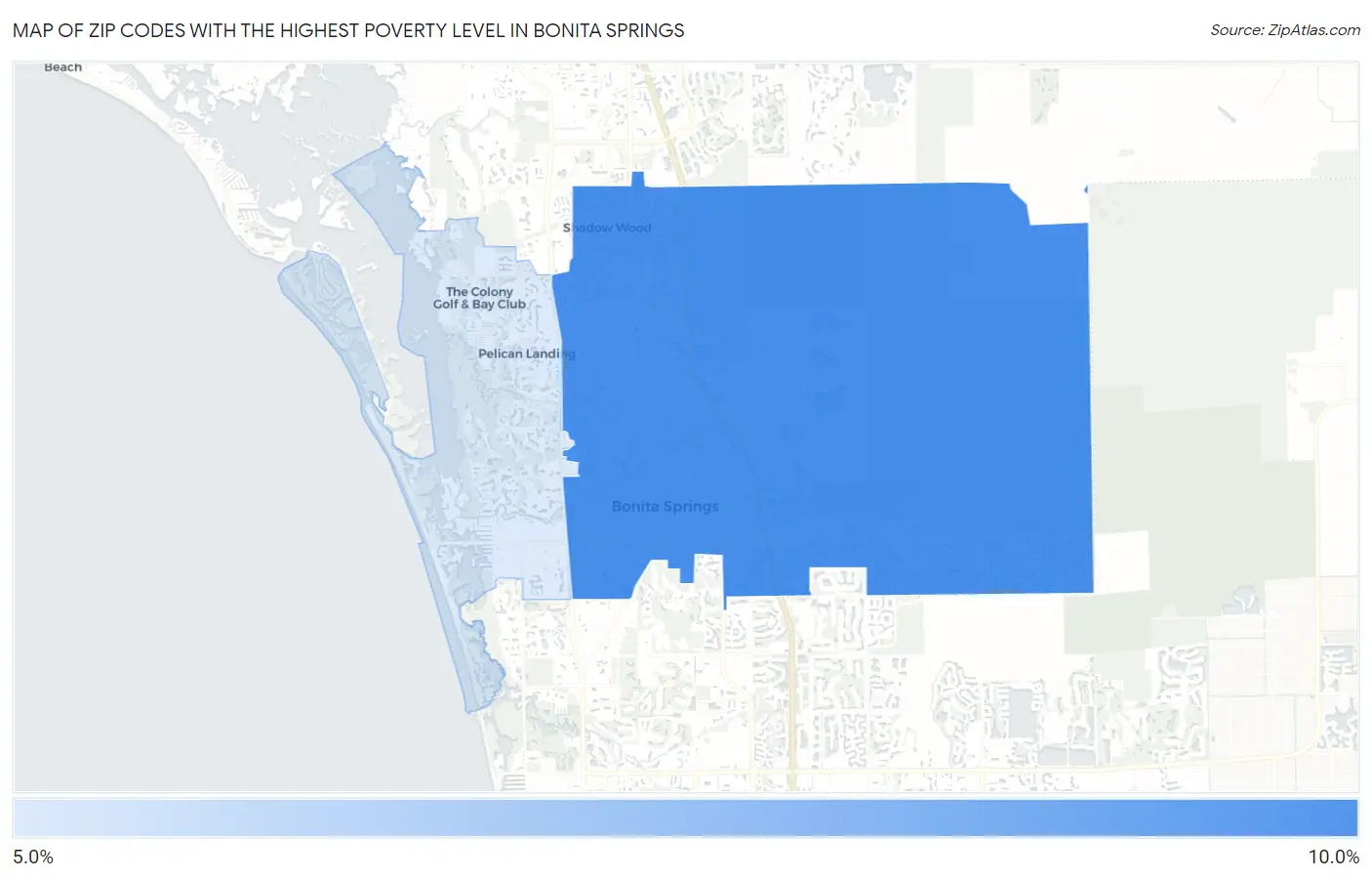 Zip Codes with the Highest Poverty Level in Bonita Springs Map