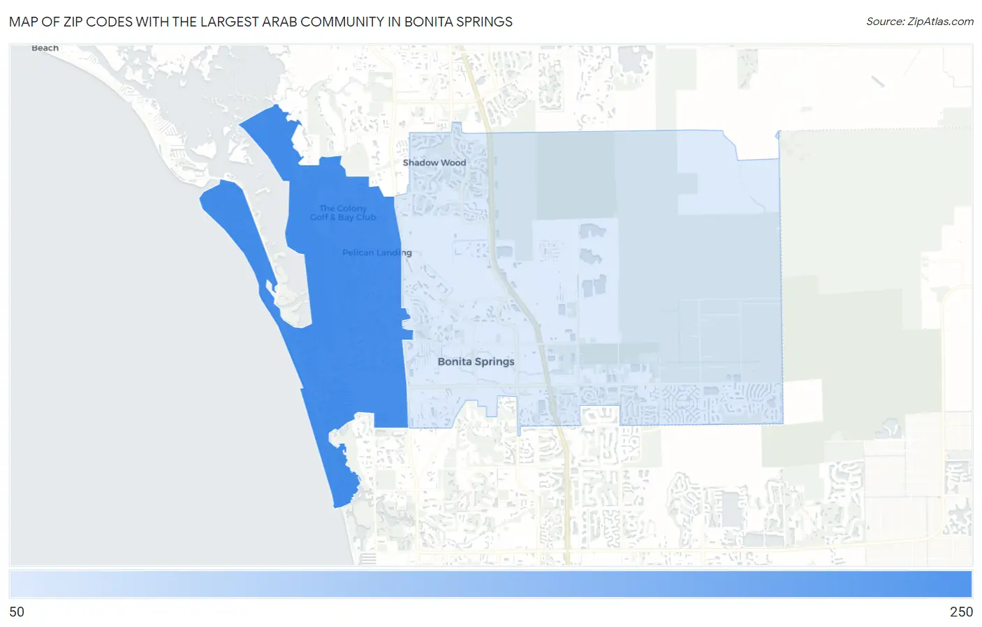 Zip Codes with the Largest Arab Community in Bonita Springs Map